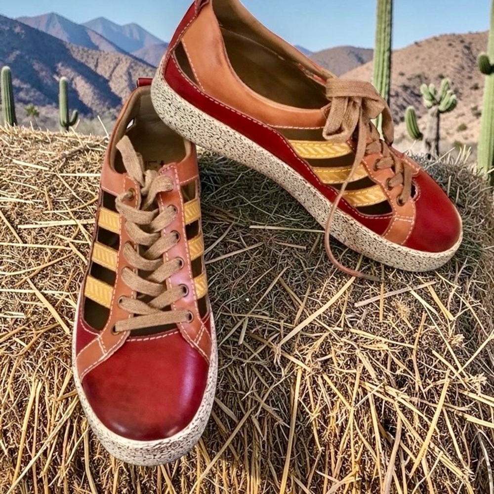L’ARTISTE SPRING STEP PORSCHA HAND PAINTED LEATHER FLATFORM SNEAKER  SZ  37 - Picture 12 of 12